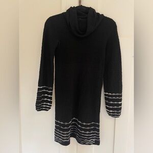 Missoni Waffle Knit Sweater Dress Cowl Turtleneck White Striped | S